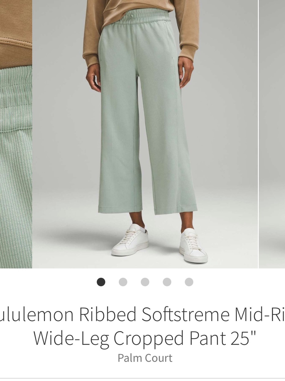Lululemon Ribbed Softstreme Mid Rise Wide Leg Cropped 25” Palm Court Sz 4